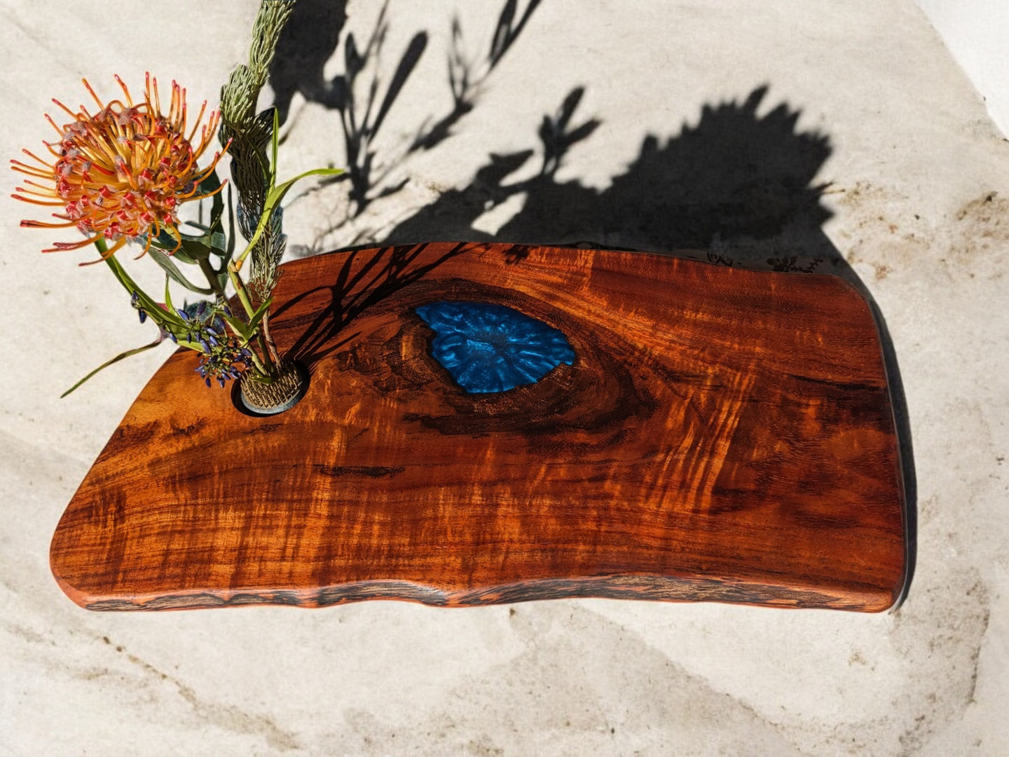 Curly Koa With Flower serving board