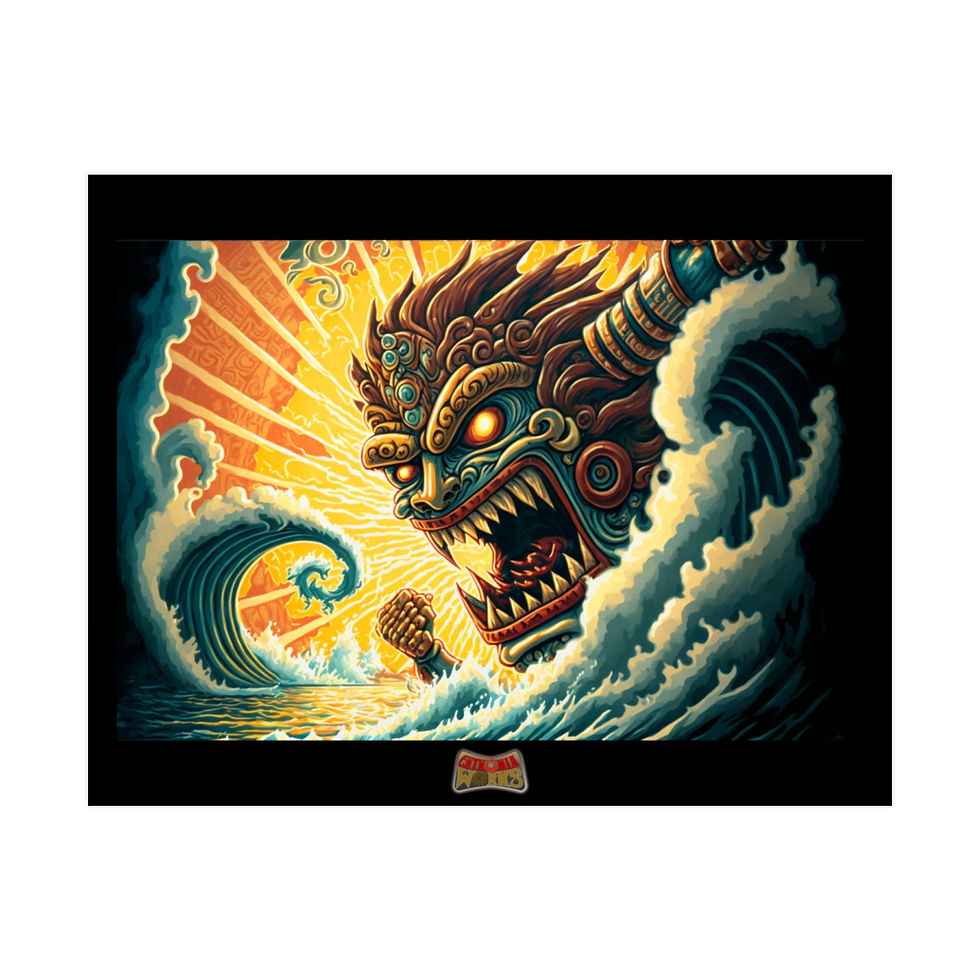 Thumbnail: Tiki Monster Mayhem - "Riding the Wild Waves" Rolled Poster