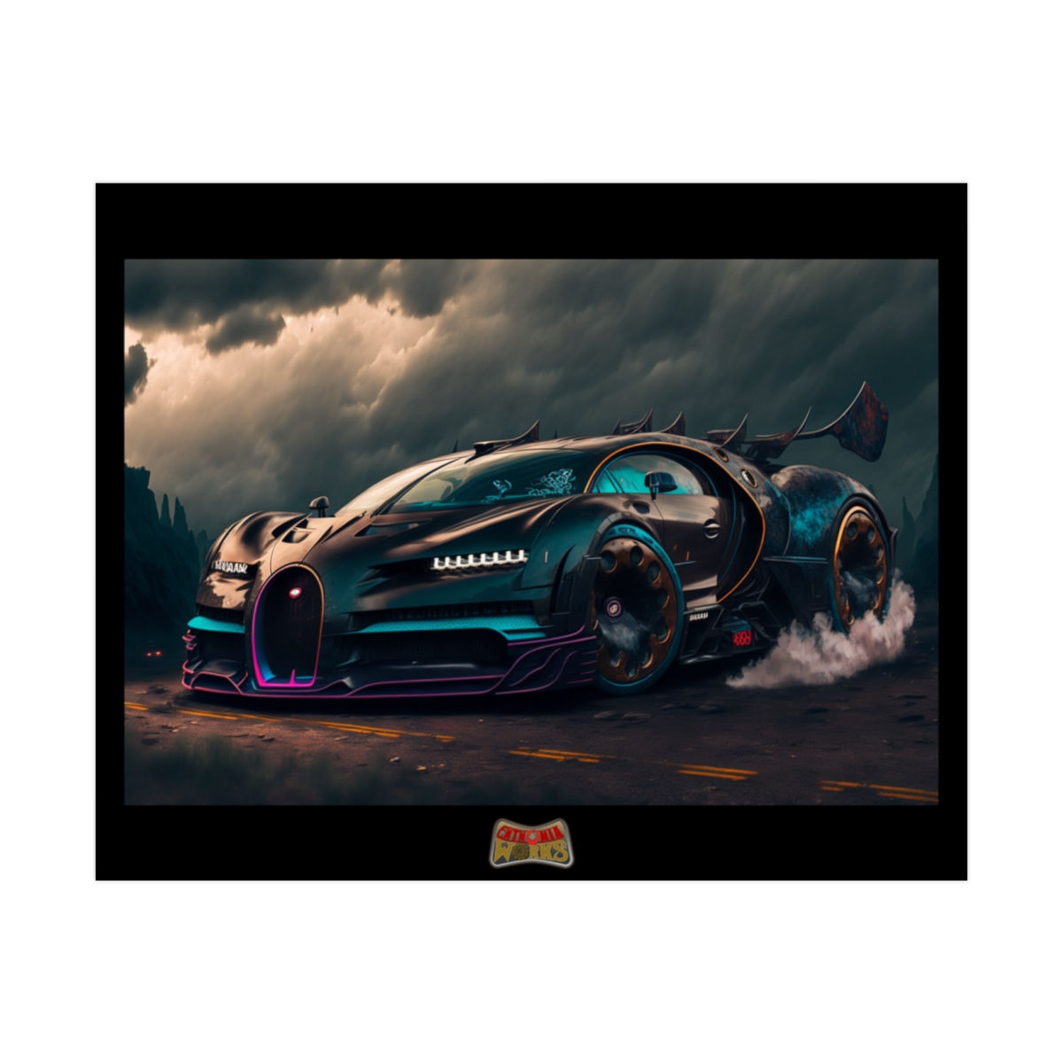 Sinister Steeds - "Bestial Bugatti" - Rolled Poster