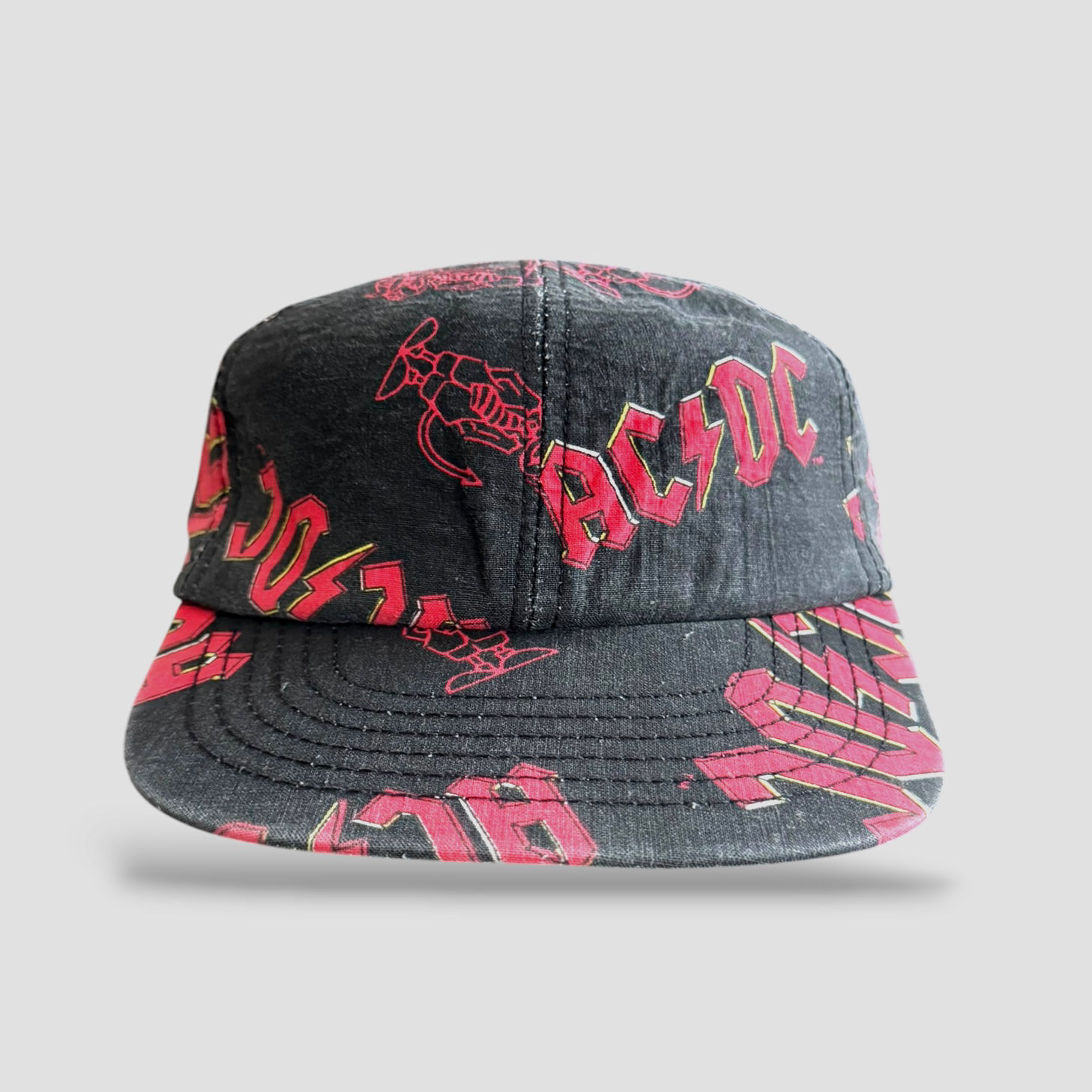 Vntg Now ACDC Cap Snap AOP Made in USA
