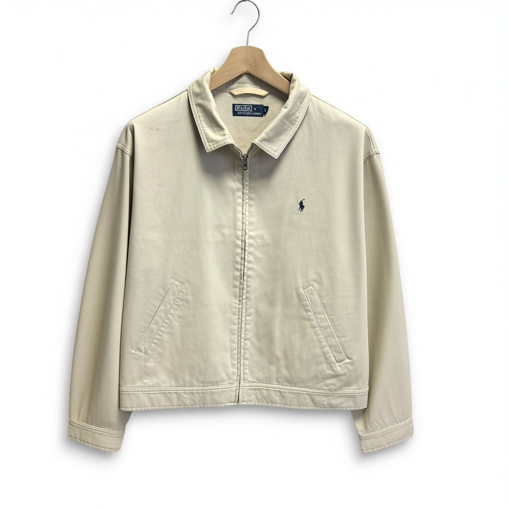 Vntg Polo Ralph Lauren Cream Kit Harrington Zip Jacket Size L