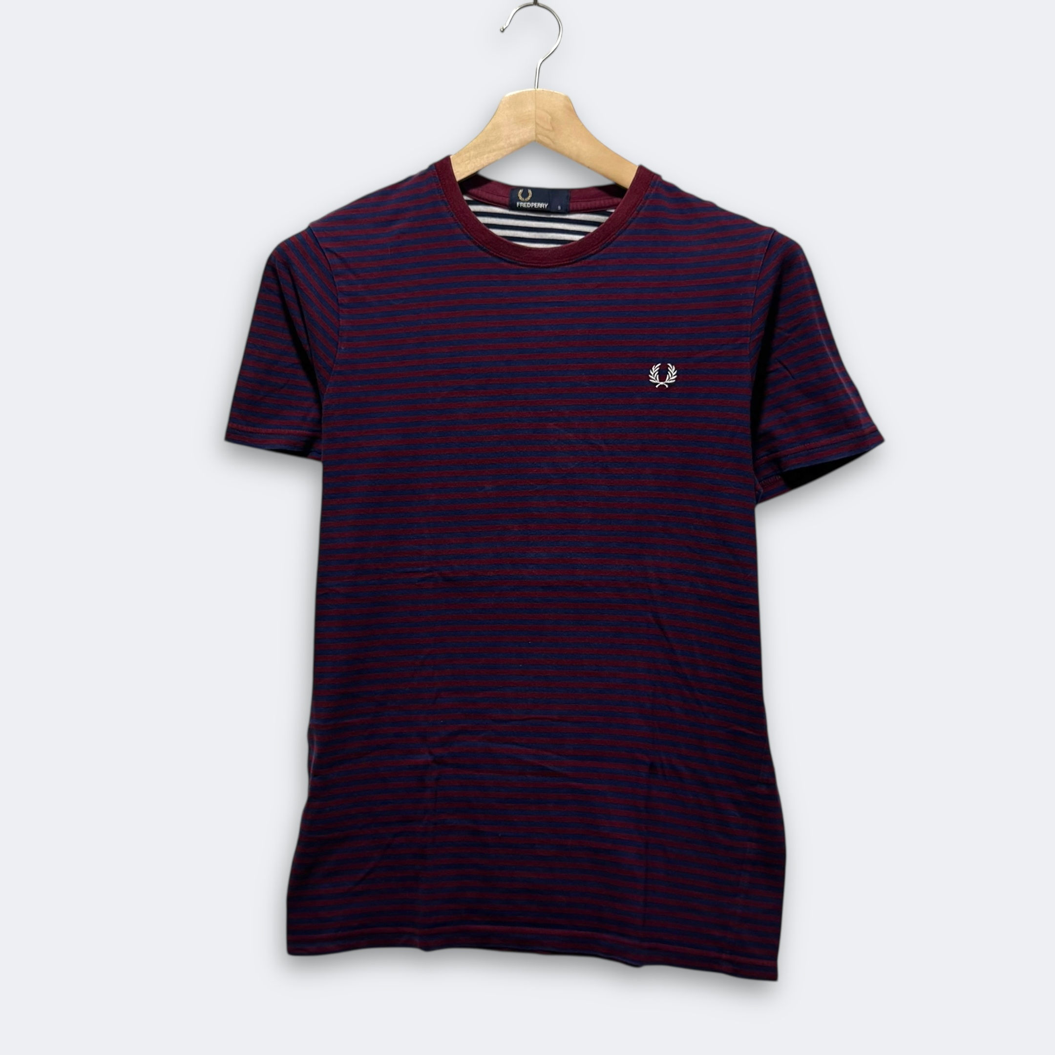 Fred Perry Maroon Stripes Tee Size S