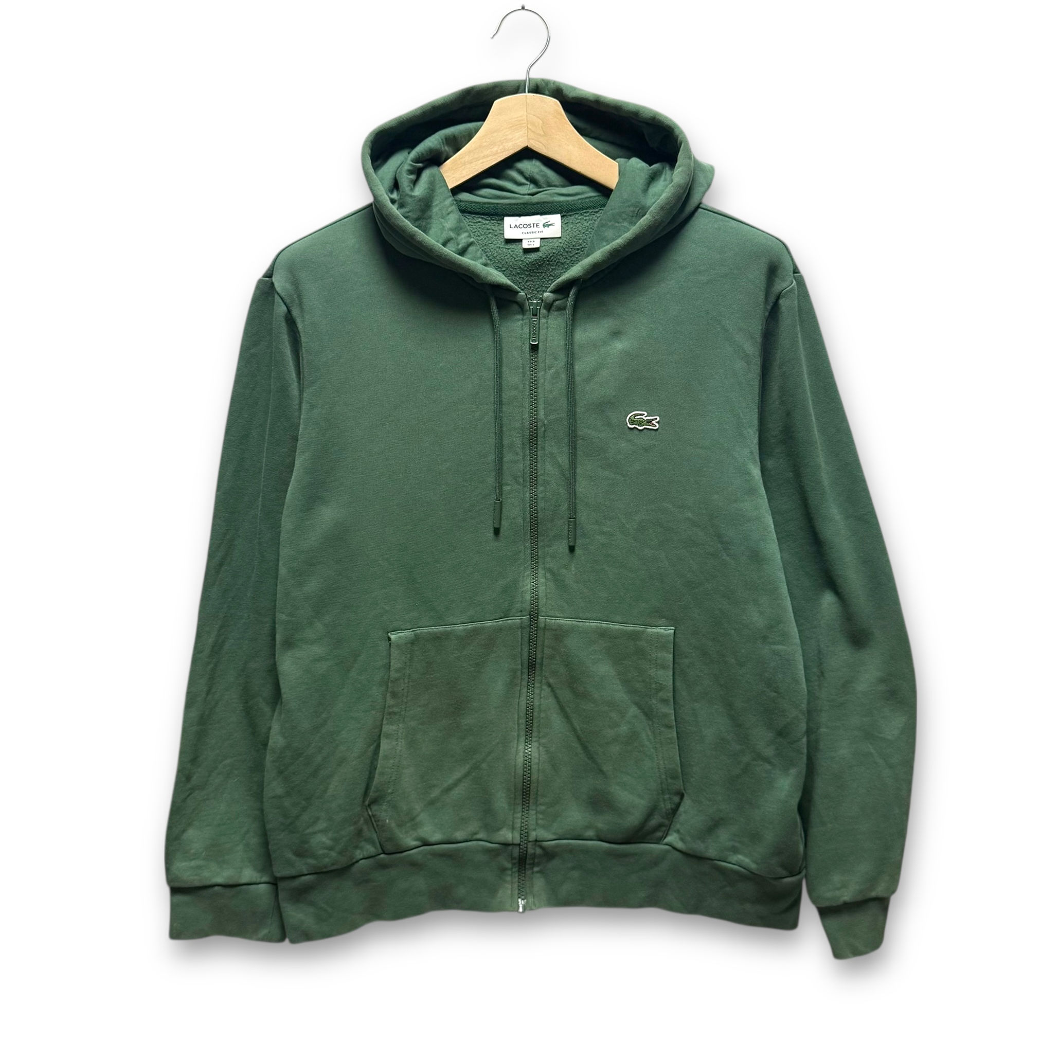 Lacoste Army Green Zip Jacket Hoodie Size 5 L