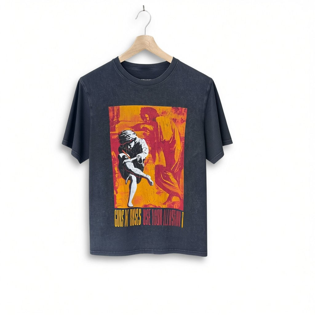 Pull & Bear x Guns & Roses Acid Wash Tee Size M