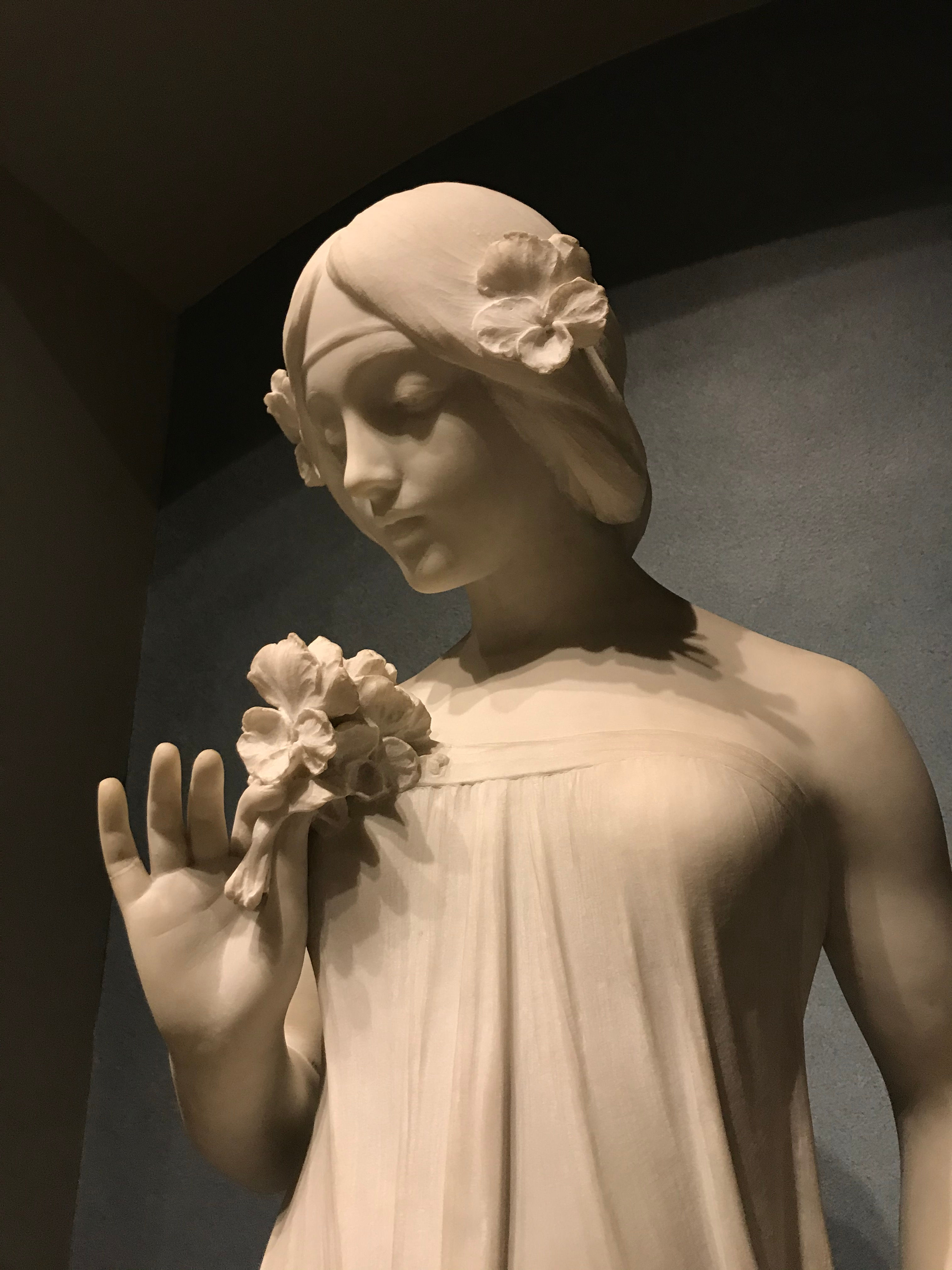 Girl smelling flowers