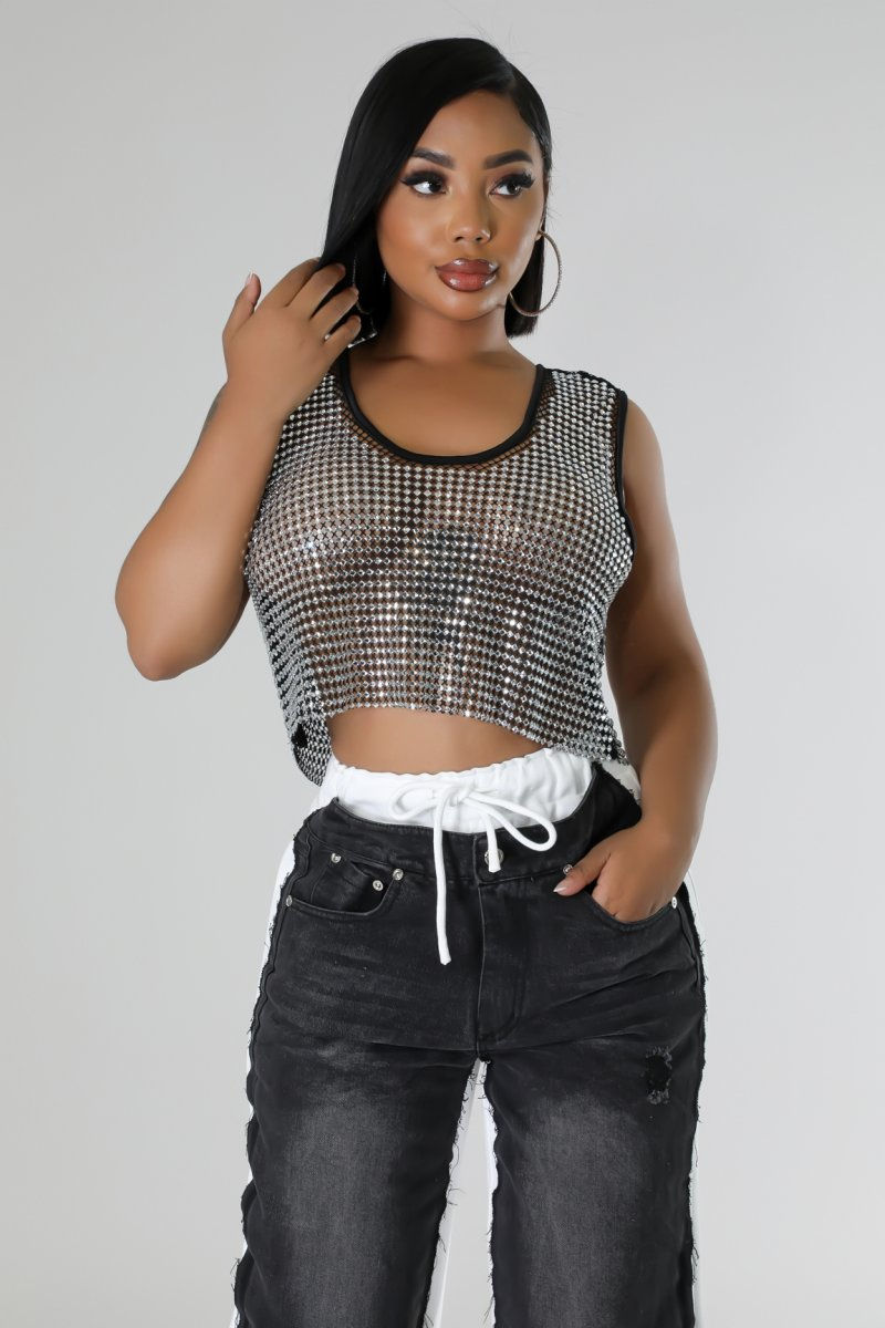 Thumbnail: Sparkly Rhinestone Sleveless Crop Top
