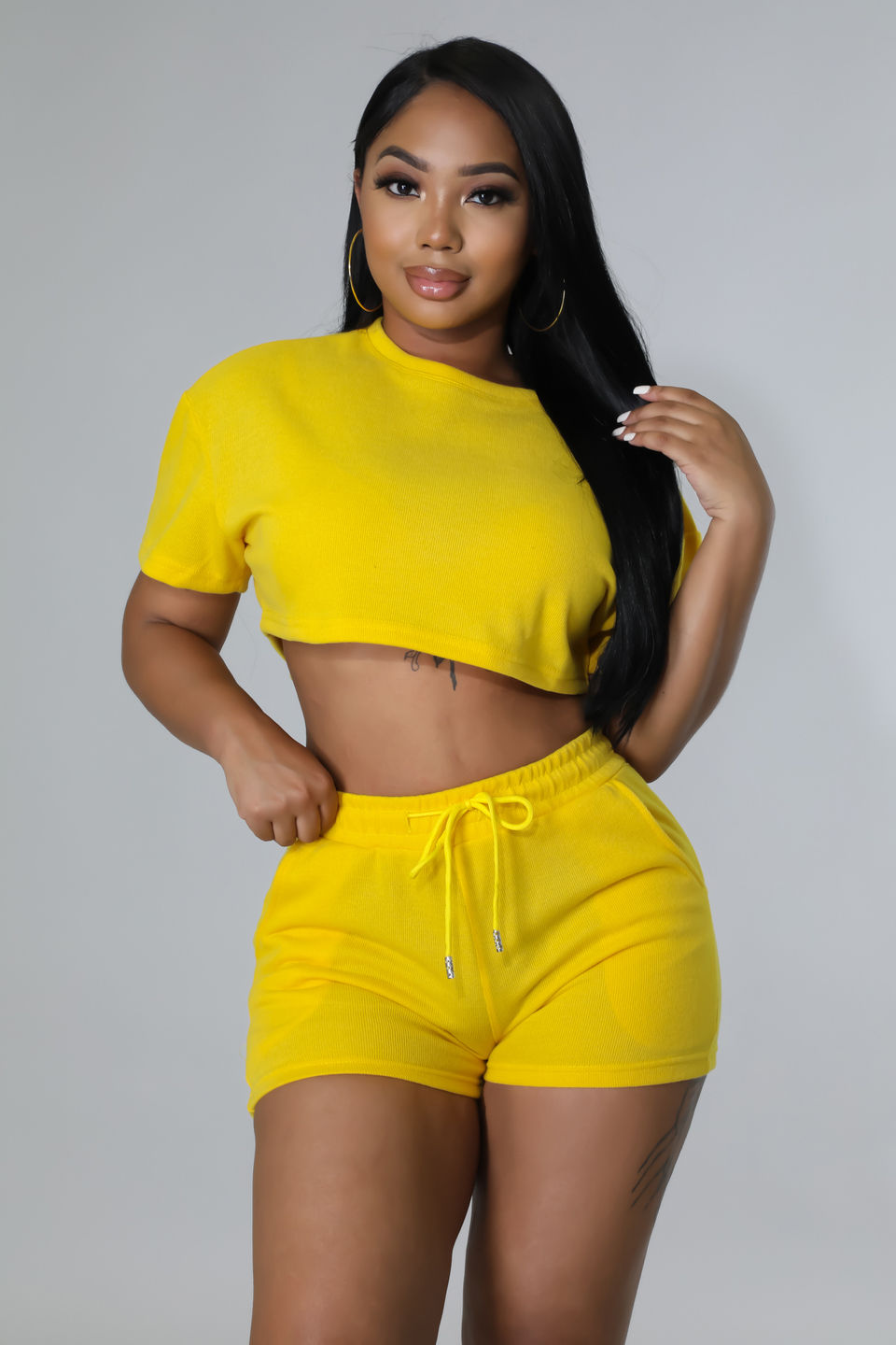 Thumbnail: yellow shorts set loungewear