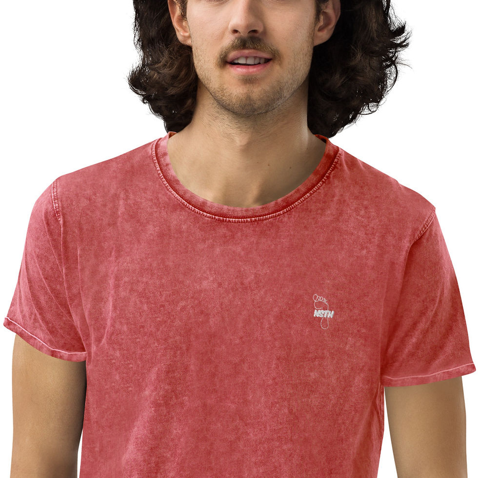 Thumbnail: UNISEXE T-shirt effet jean brodé