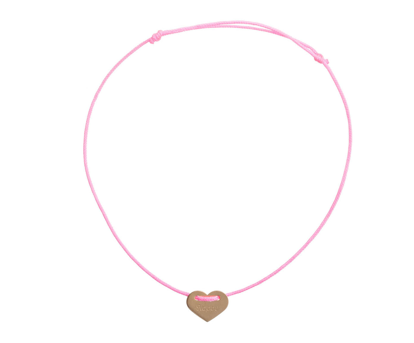 Stoffband pink, Herz graviert "happy"