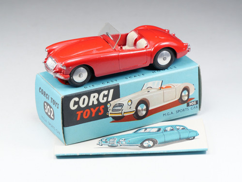 1:45 Corgi Toys MGA Voiture De Sport Cabriolet Rouge - Nr. 302 Repro