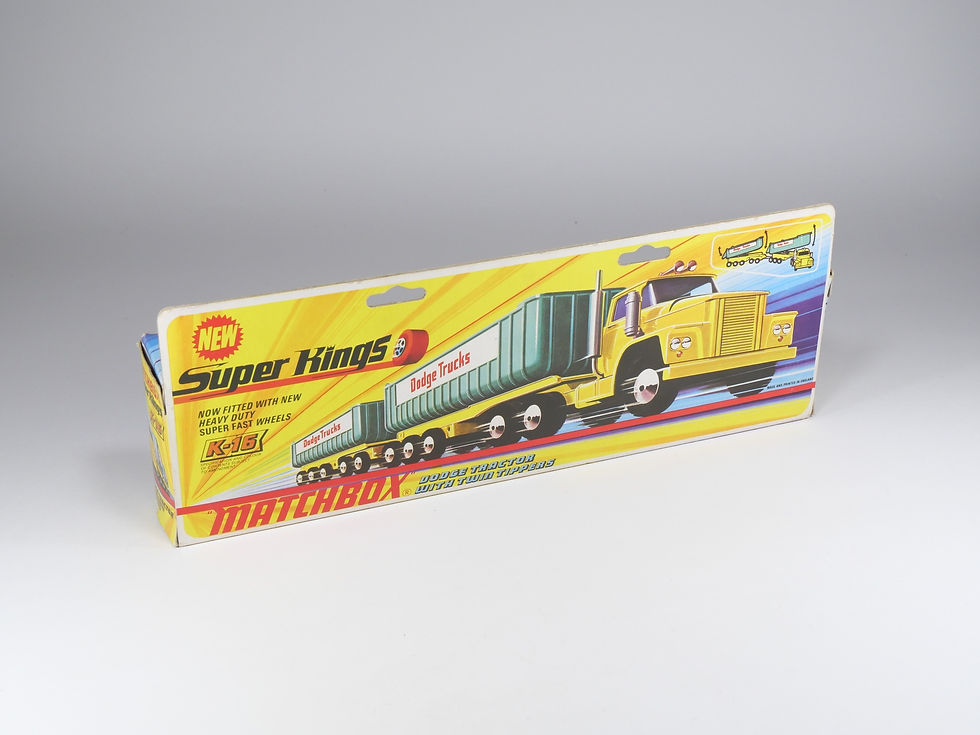 Thumbnail: MATCHBOX - SUPER KINGS - K-16 - Twin Tipper 22 Wheeled Dodge Tractor - En boite