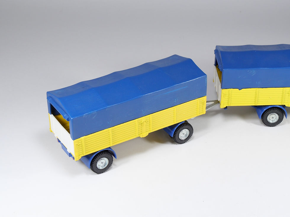 Thumbnail: DINKY TOYS ENGLAND - 917 - Mercedes Benz Truck and Trailer - Bache bleu En boite