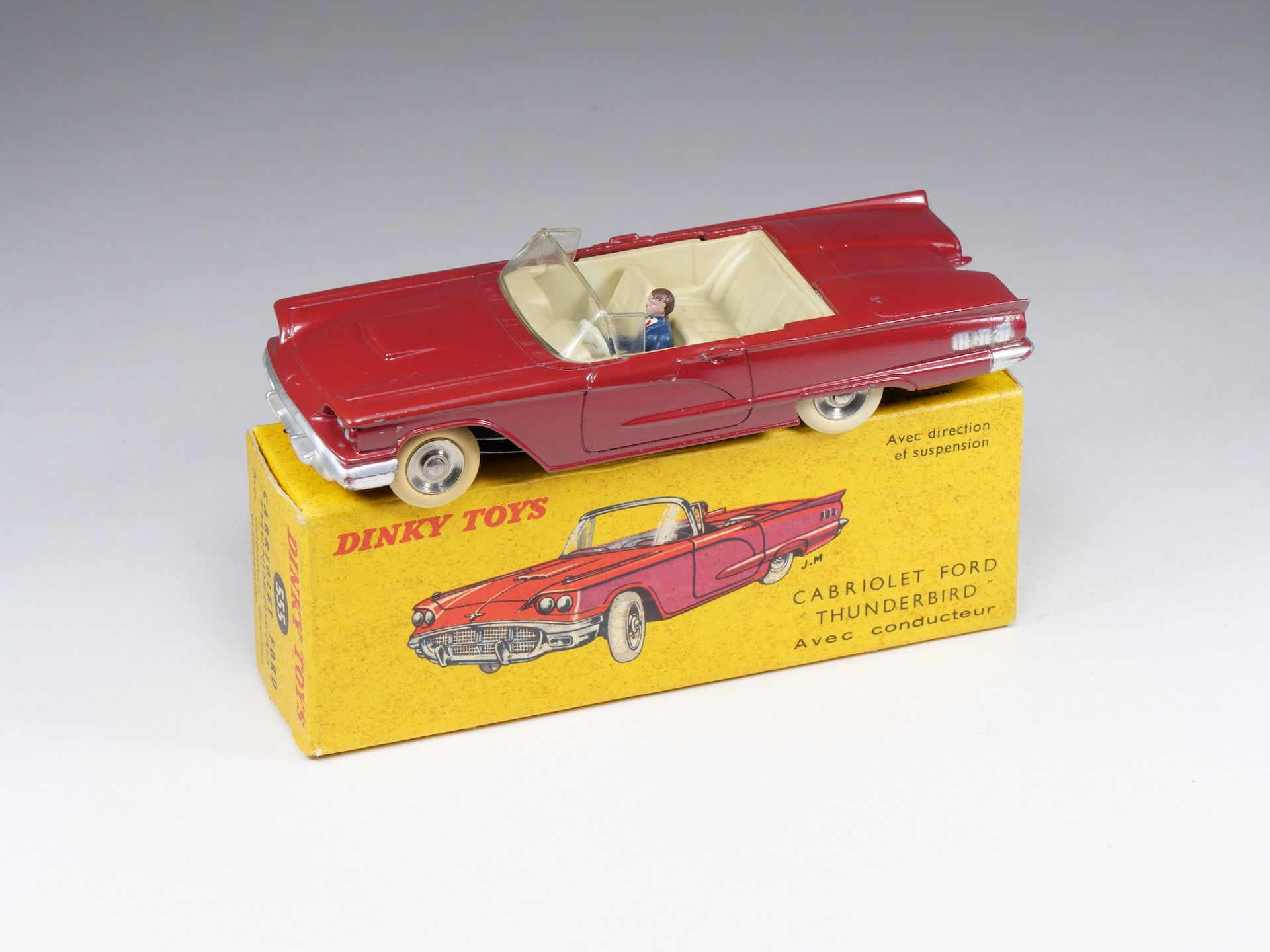 DINKY TOYS FRANCE - 555 - Cabriolet Ford Thunderbird - Grenat - En Boite