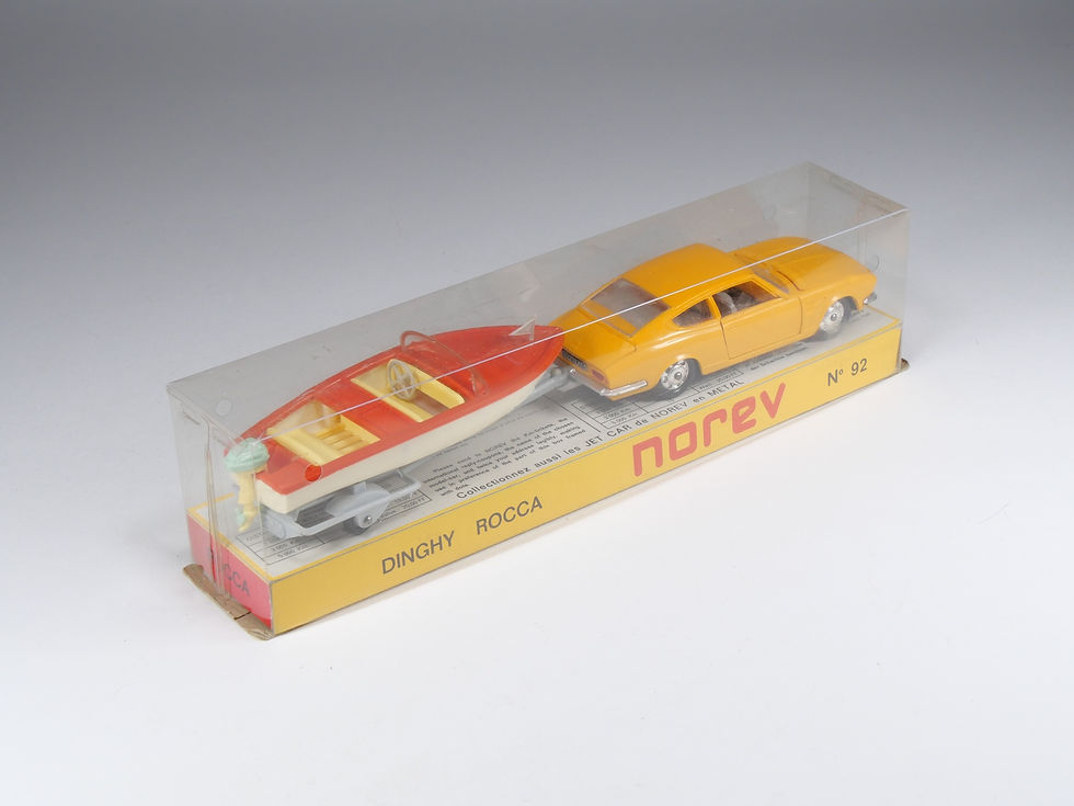 Miniature : NOREV - 92 - Fiat Dino avec Remorque et Bateau Dinghy Rocca - En boite