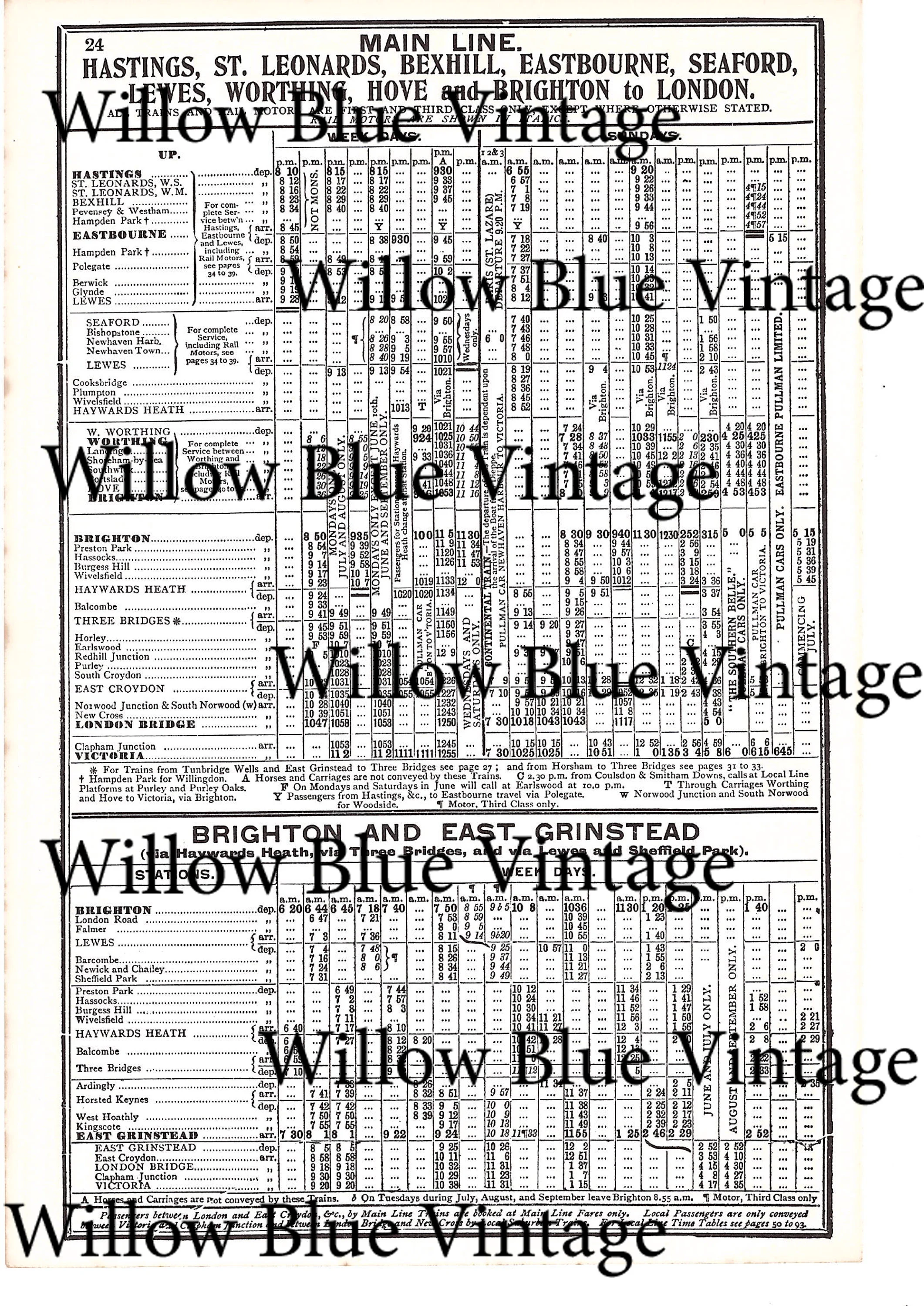 Rail Timetable Sample Digital download antique train timetables | Jane Chipp Art