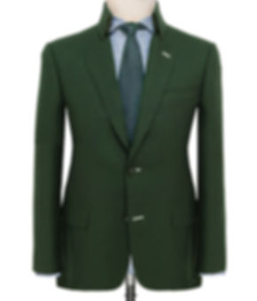 DARK GREEN TWILL TAILORED SUIT W/F STAND UP COLLAR