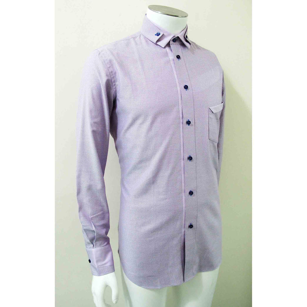 Thumbnail: LAVENDER SHIRT WITH BLUE BUTTONS