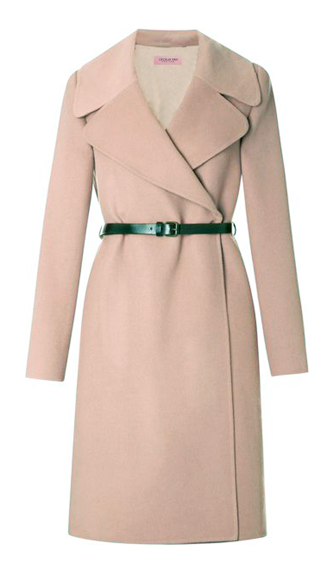 DIRTY PINK WRAP COAT WITH BLACK BELT【WCT 1611】