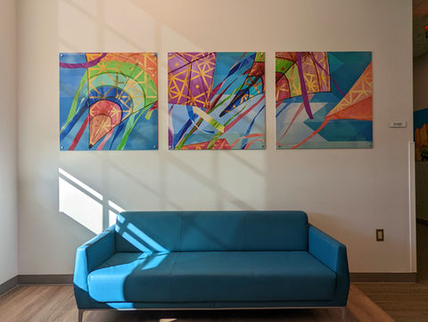 hand painted kites in doctor's office