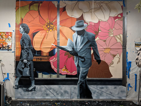 detailed realism painted on philadelphia history mural