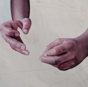 detailed realistic hands painting in progress