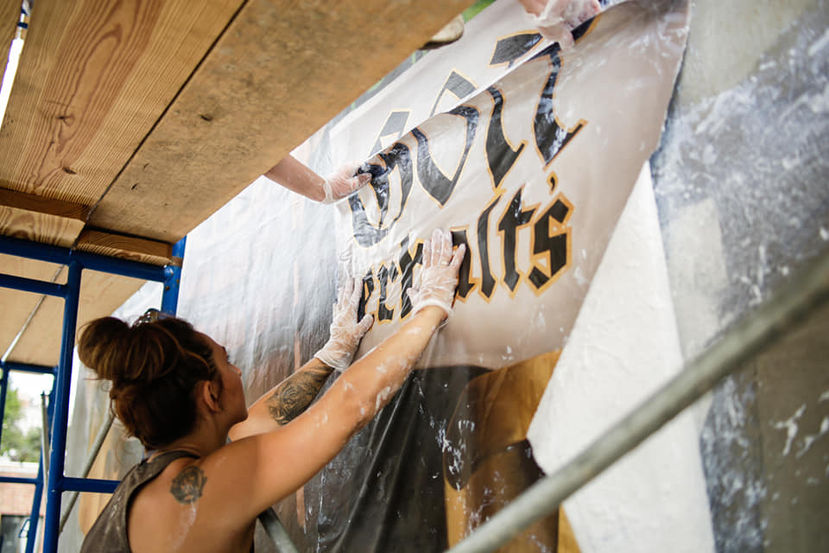 large scale fine arts mural commission installation