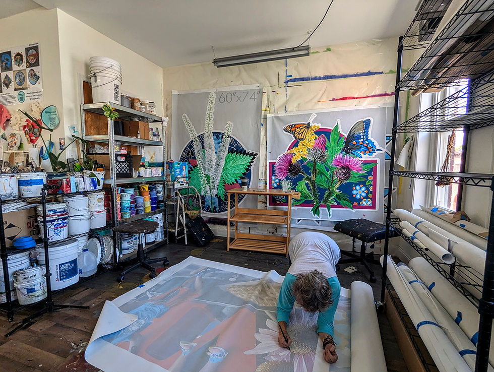 Thumbnail: foraging natural medicine mural in progress painting