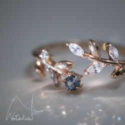 季節限定 － 寶藍半寶石樹葉指環