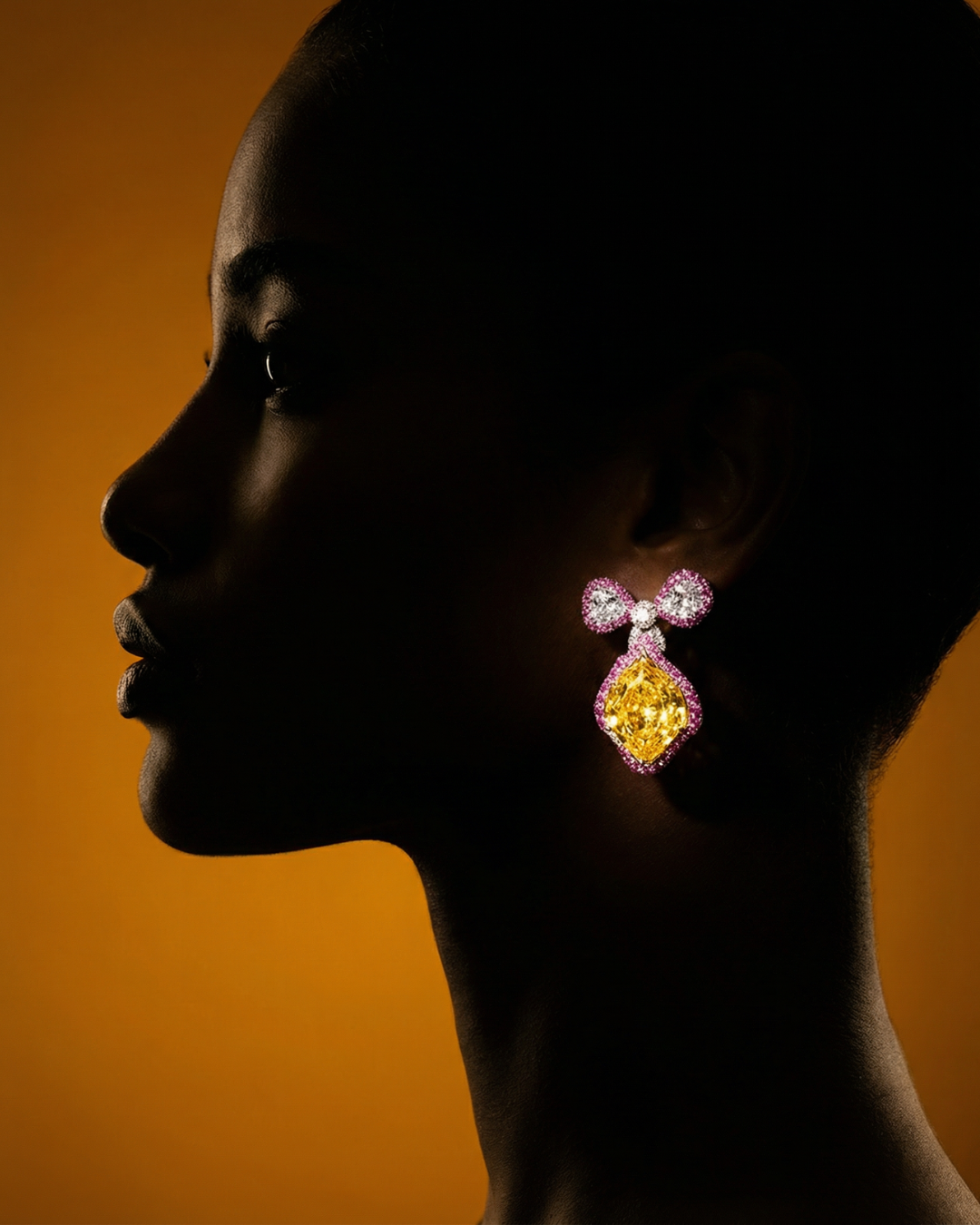Silver Earrings with Citrine and CZ