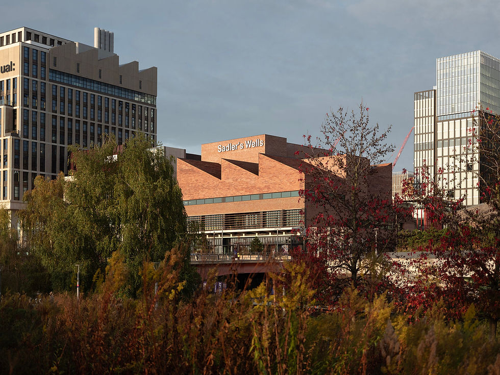 Above: Sadler's Wells East, and the London College of Fashion (UAL) on Stratford's East Bank (courtesy Peter Molloy)