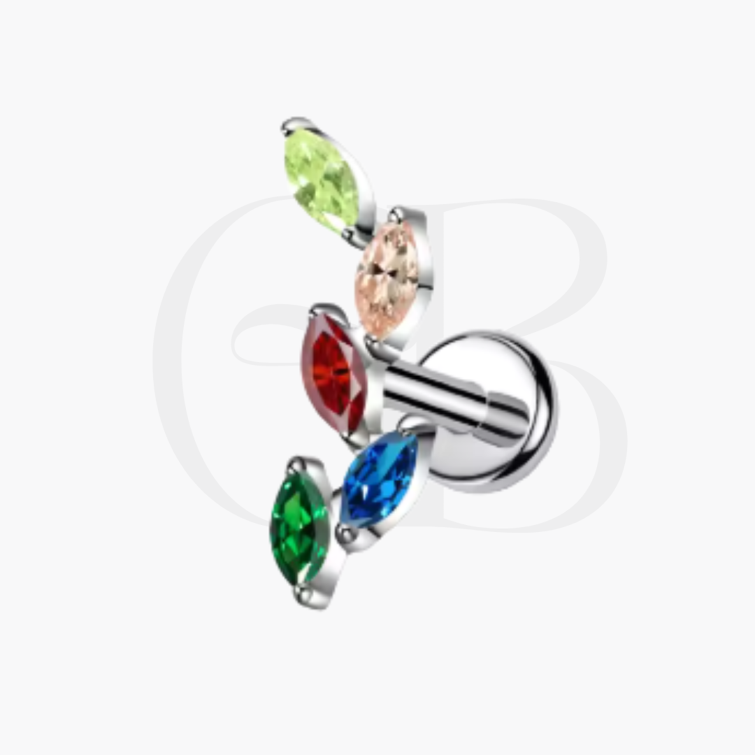 Bianca Arco-íris | Piercing Labret para Conch ou Helix