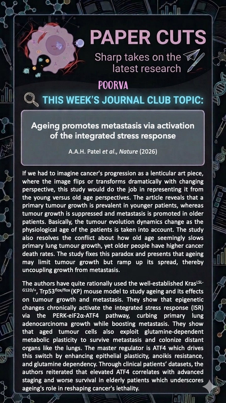 Paper Cuts: The great irony of aging: we move slower, but our tumors move faster and further