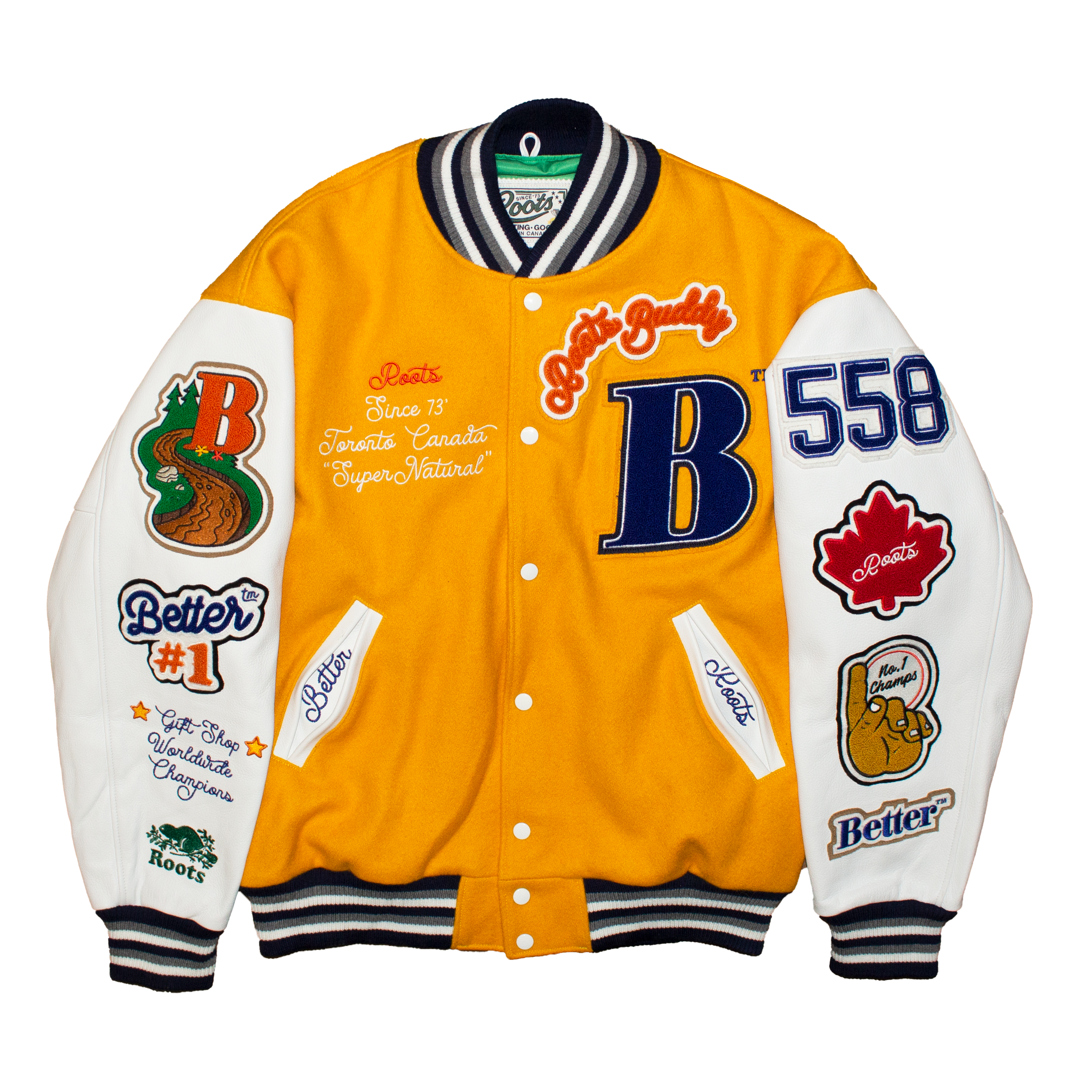 Better™ Gift Shop - Buddy 2023 Award Leather Jacket Yellow/White