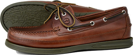 Orca Bay wide fitting mens deck shoe, Fowey in elk leather. Hand stitched deck shoe.