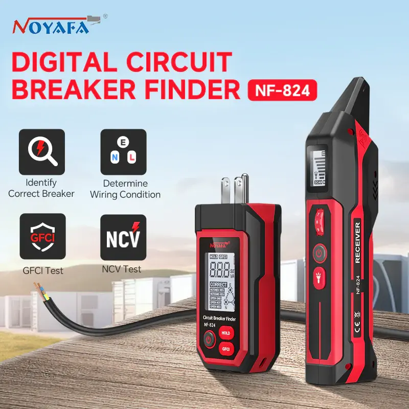 Noyafa NF-824 Circuit Breaker Finder & GFCI Tester with Clear LCD Display – Effi