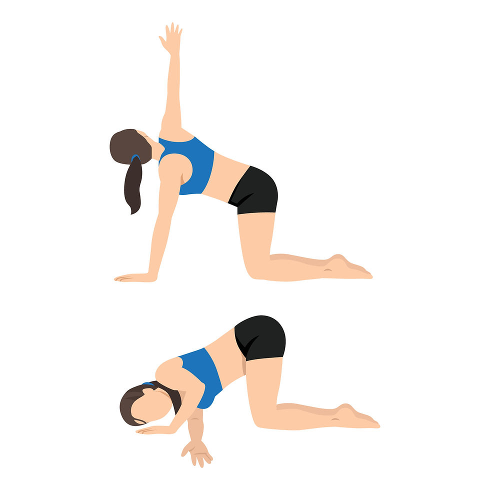 Threading the Needle shoulder, back thoracic spine mobilisation stretch exercise