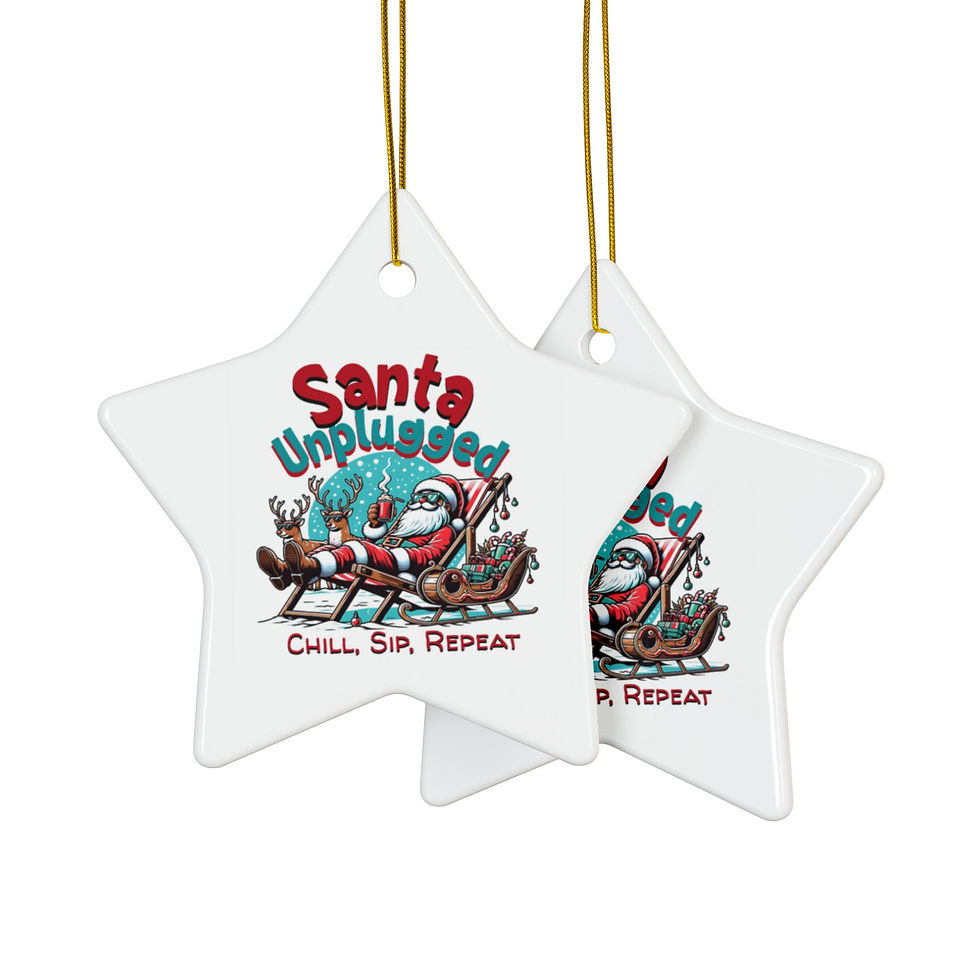 Thumbnail: Santa Unplugged Ceramic Ornament —  Christmas Holiday Decoration