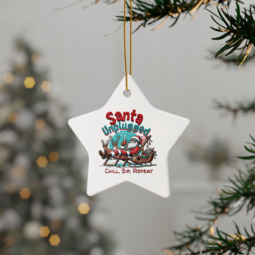 Thumbnail: Santa Unplugged Ceramic Ornament —  Christmas Holiday Decoration