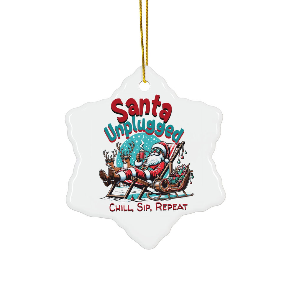 Thumbnail: Santa Unplugged Ceramic Ornament —  Christmas Holiday Decoration