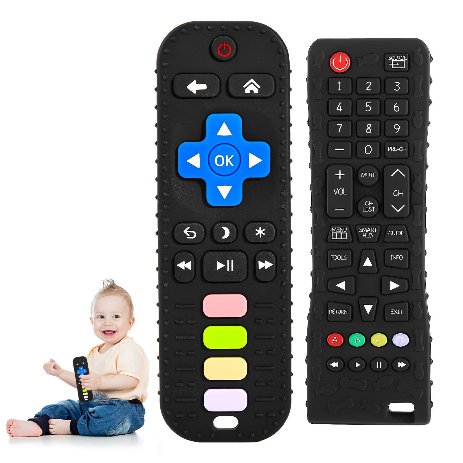 2PCS Baby Teething Toys Remote Control Shape