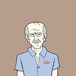 Diesel Goblin character: older man, gray hair, mustache, blue polo.