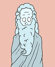 Cartoon depiction of God with long white beard