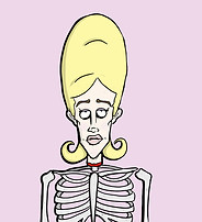 Cartoon woman with tall blonde hair and skeletal torso