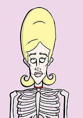 Skelliza cartoon with beehive hairstyle and skeleton body