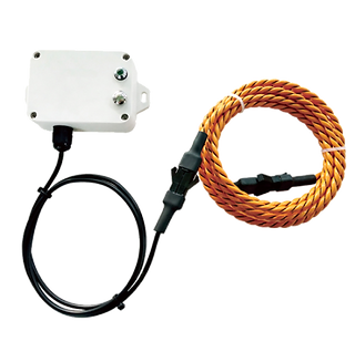 orange rope water sensor connected to a white communication module