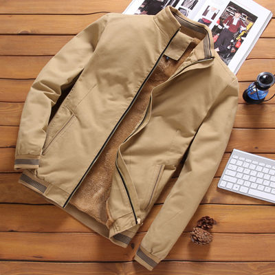 Thumbnail: Autumn Winter Mens Fleece Bomber Jackets Mens Casual Outwear Thick Warm Windbrea
