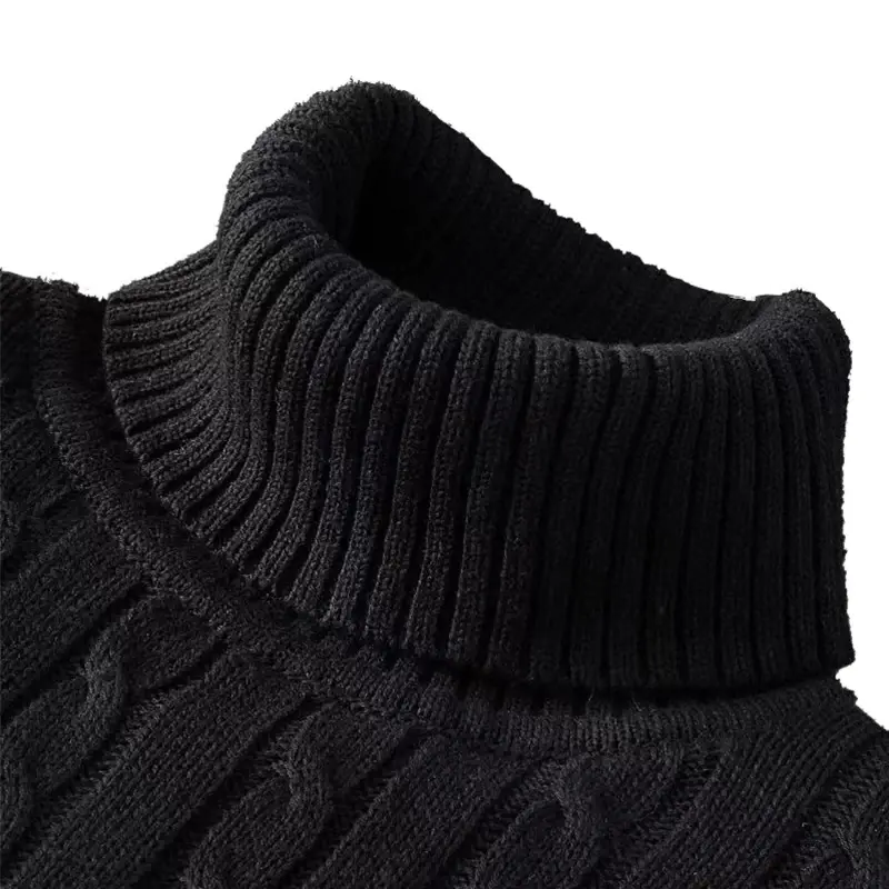Thumbnail: 2025 New Men's High Neck Sweater Solid Color Pullover Knitted Warm Casual Turtle