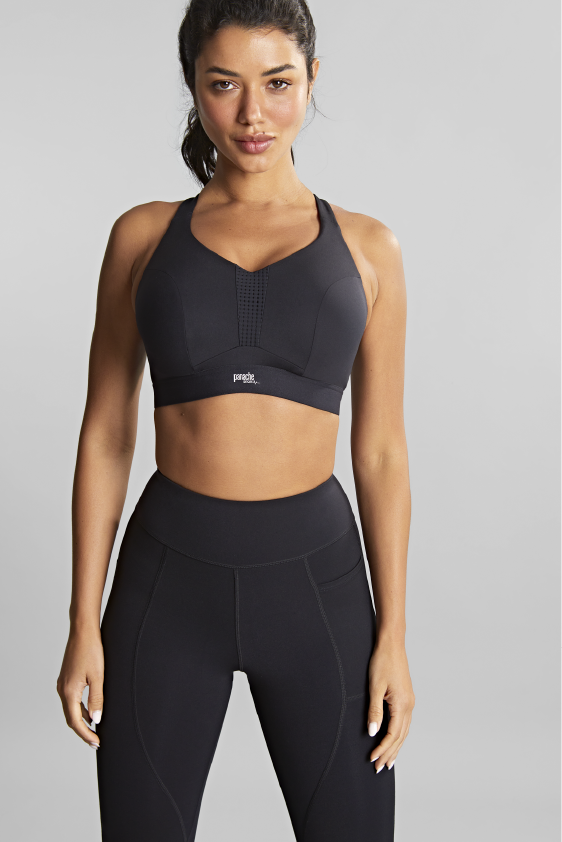 Thumbnail: Model wears Panache Endurance Sports Bra in Black.