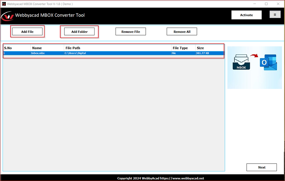 Add file or folder in software to convert