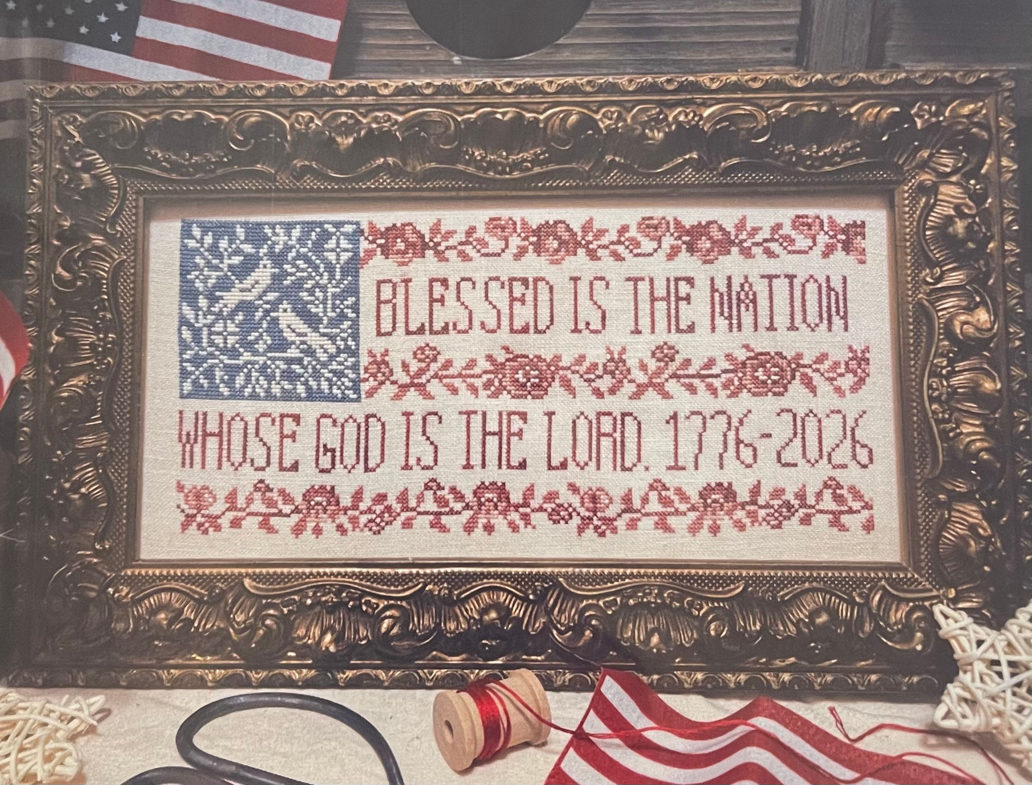 TOILE FLAG Quaint Rose Needlearts Pattern Only